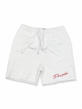Purple heavy fleece shorts white