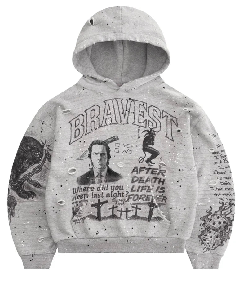 Bravest Studios Grey Sketch Vintage Hoodie