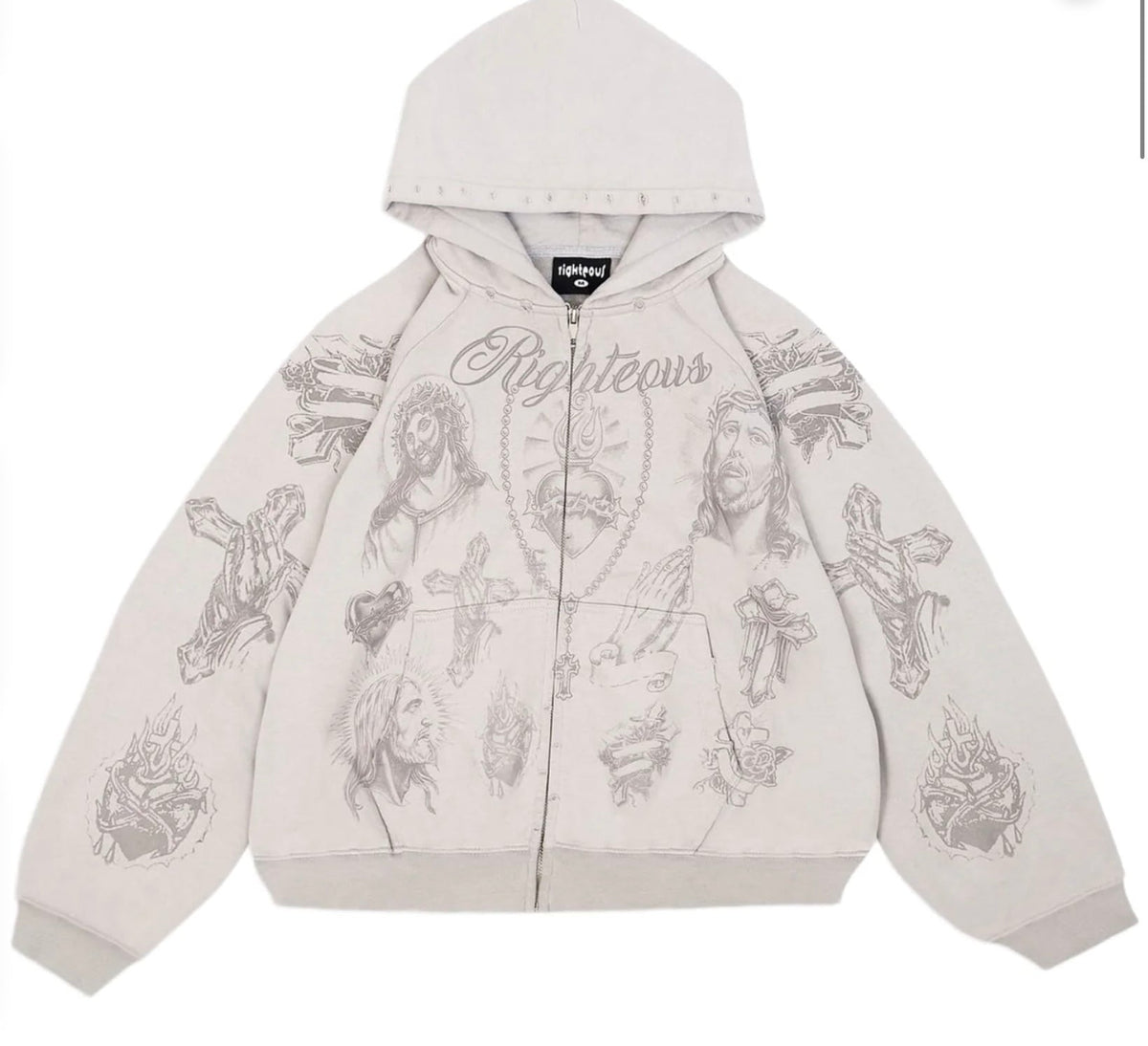 Righteous Tatted Believer Zip Up Heather Grey
