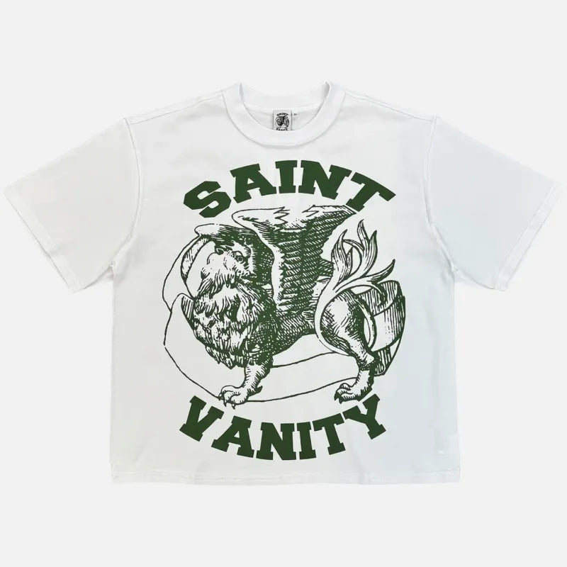 White/Green Saint Vanity Griffin Short Sleeve T-Shirt