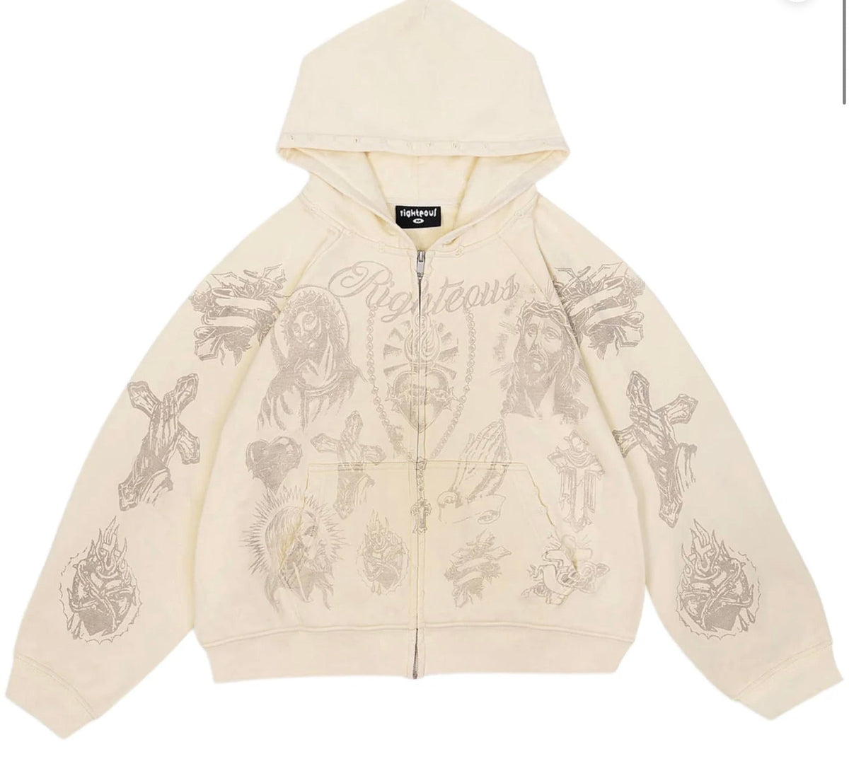 Righteous Tatted Believer Zip Up Cream