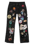 patchwork five-pocket jeans