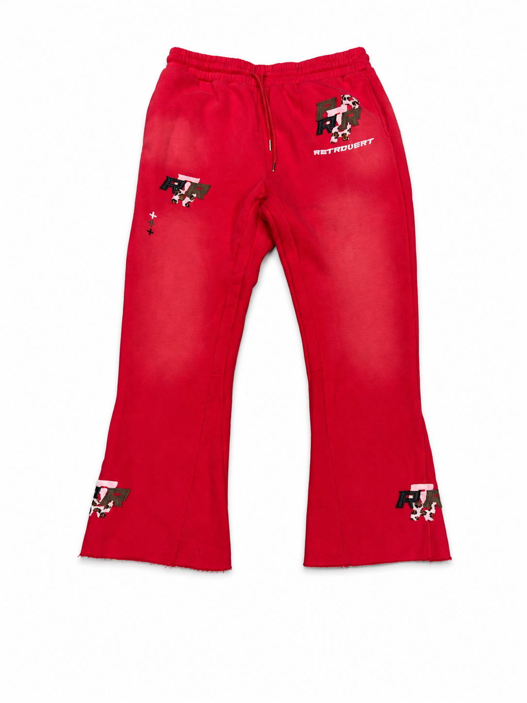 Retrovert red washed flare pants